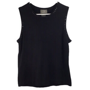 DESIGNER Originals Black Sleeveless with Black Beaded Trim Sz Medium